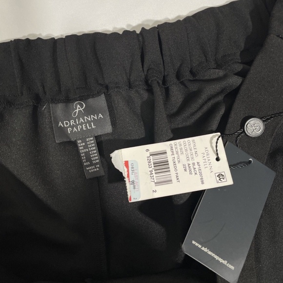 NWT $99 ADRIANNA‎ PAPELL [ Plus Size 22W ] Tuxedo-Stripe Dress Pants Black - Picture 7 of 16